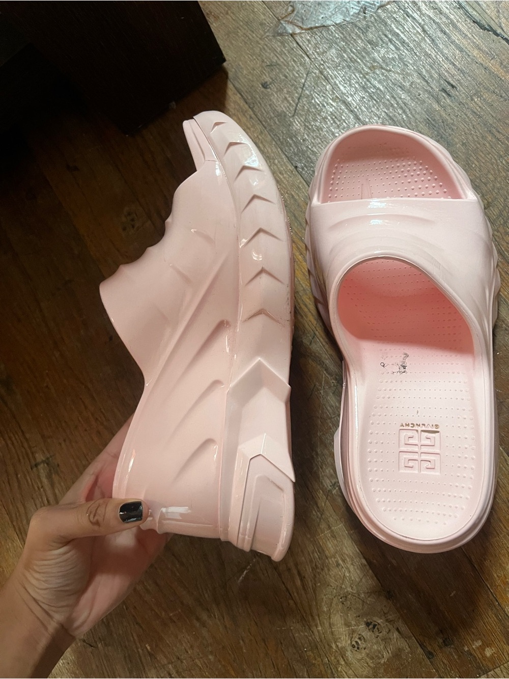 Givenchy Light Pink Platform Slide Sandals